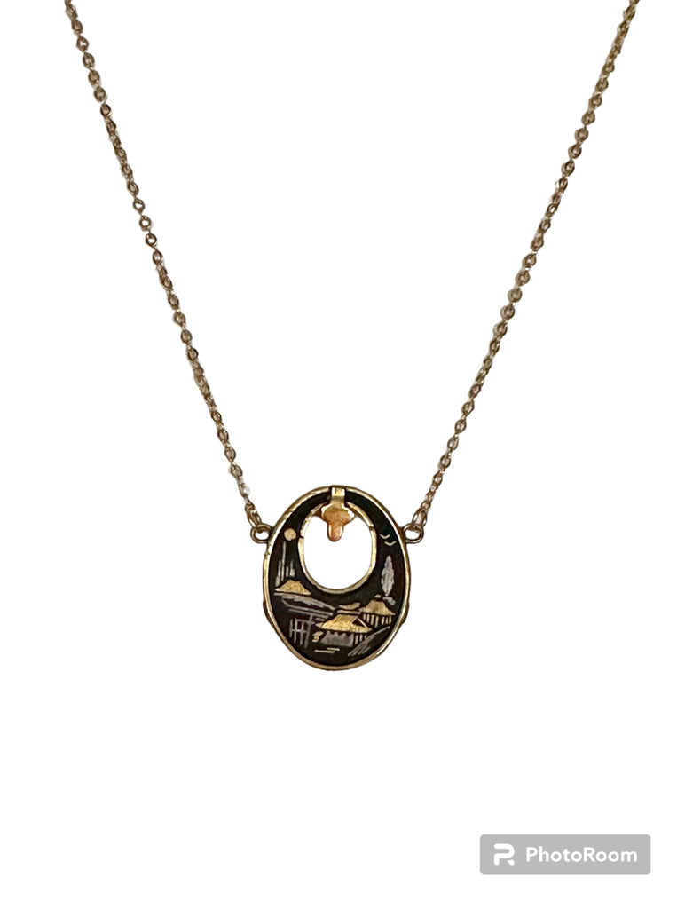 Vintage Japanese Oval Panel Necklace