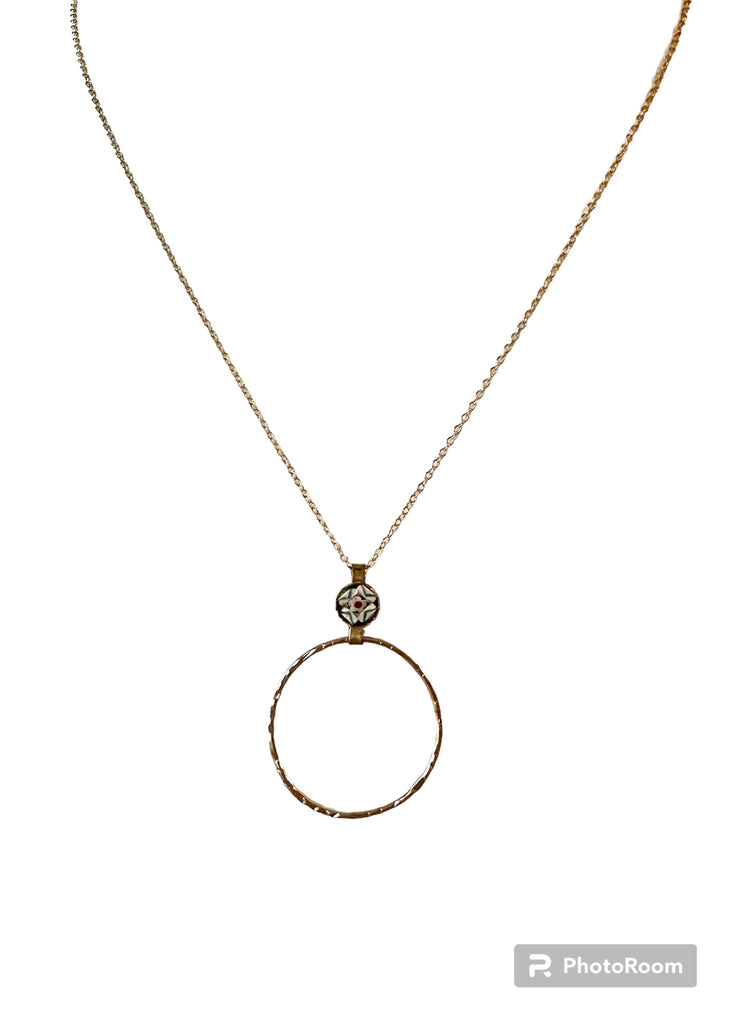 Vintage Italian Glass & Circle Necklace