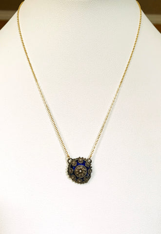 Vintage Portuguese Blue Enamel Necklace