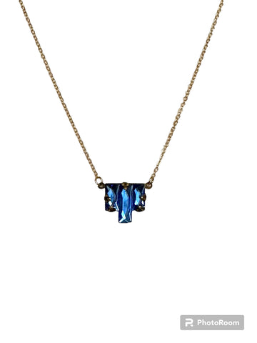 Vintage Blue Czech Glass Necklace