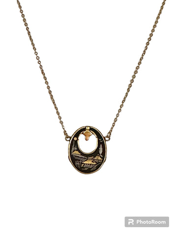 Vintage Japanese Oval Panel Necklace