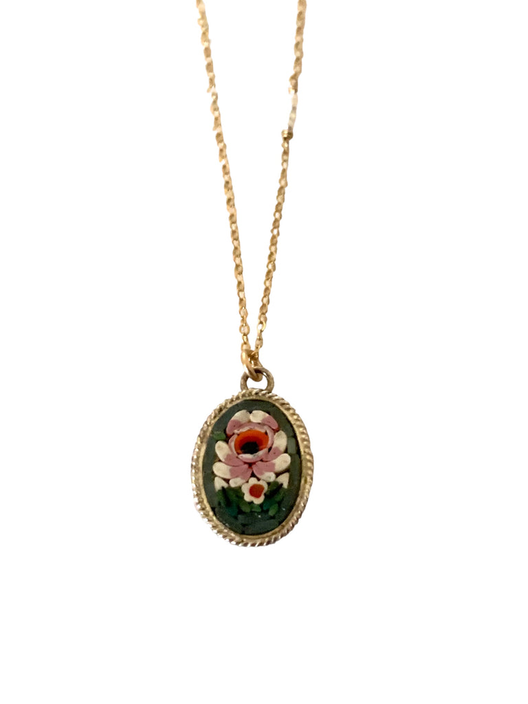 Vintage Italian Mosaic Flower Necklace