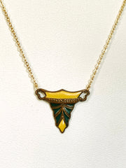 Vintage Czech Yellow & Green Enamel Necklace